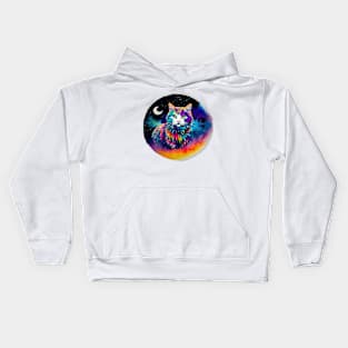 Cat in Space - A World of Dreams painting Kids Hoodie